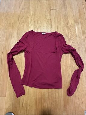 Garage Long Sleeve Scoop Neck Top in Burgundy - NEVER WORN